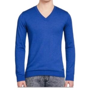 MARCIANO Men's V-neck Slimfit sweater in Royal Blue size Large